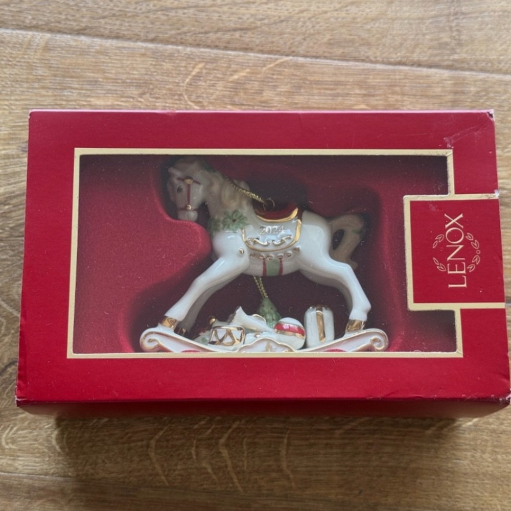 Lenox 2024 Vintage Rocking Horse Baby's First Christmas Tree Ornament
